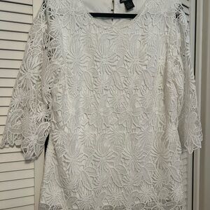 Lauren Michelle White Crochet Lace Tunic Top